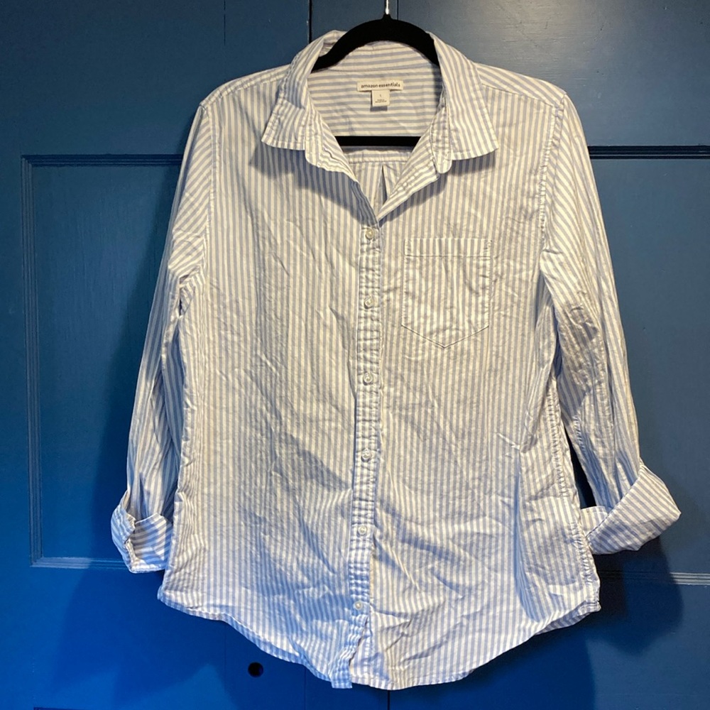Amazon Essentials Light Blue Striped Shirt